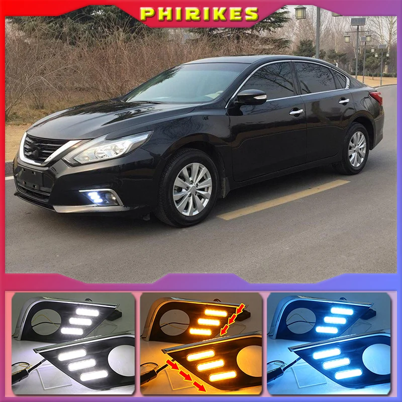 

Дневные ходовые огни для Nissan Altima Teana 2017 2018 светодиодный 2 шт., водонепроницасветодиодный светодиодные противотуманные фары DRL с реле поворотника
