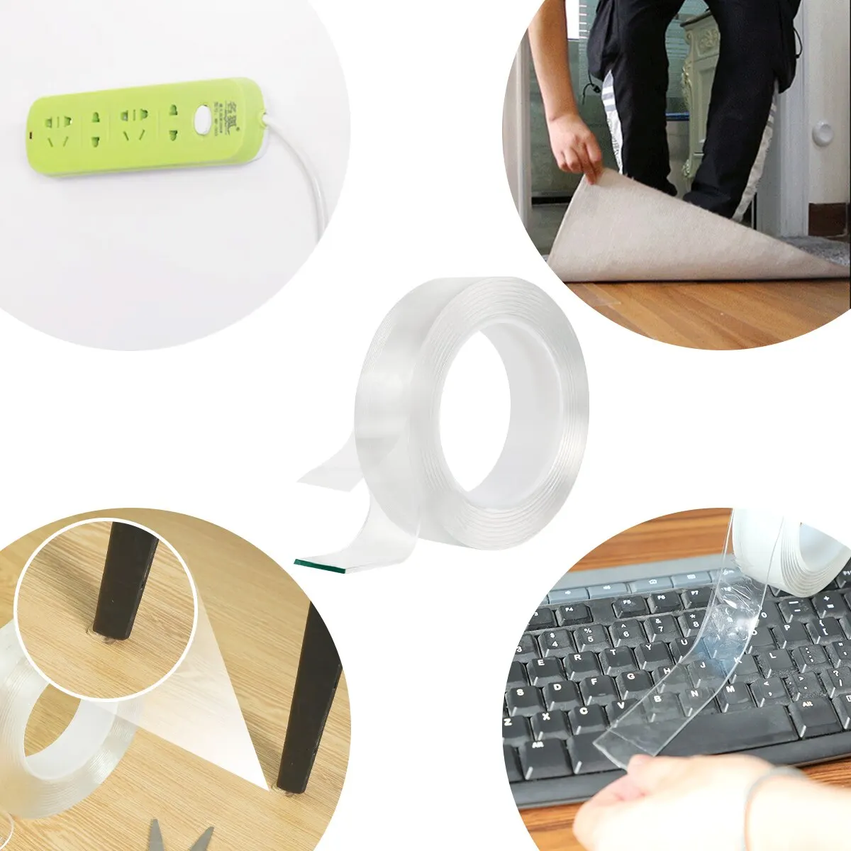 1/2/3/5m Removable And Reusable Double Sided Adhesive Nano Strong Traceless Tape Washable Transparent Anti Slip | Обустройство дома