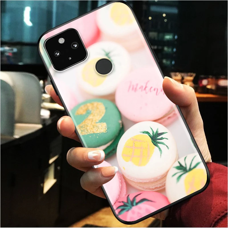 

Sweet Macarons Shockproof Cover for Google Pixel 5 4 4A XL 5G Black Phone Case Shell Soft Fundas Coque Capa