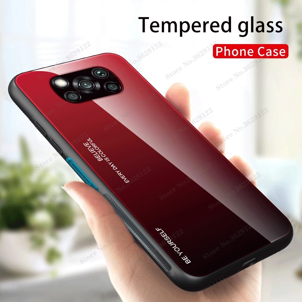Gradient Tempered Glass Case For Xiaomi Redmi Note 7 9 8 10 Pro 9S 9 8A 10S Note 11 Pro Plus For POCO X3 Pro NFC F3 Cover Fundas