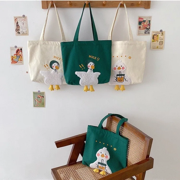 

Korean style cartoon large-capacity hand single shoulder bag new style Japanese Harajuku cute girl student canvas bag