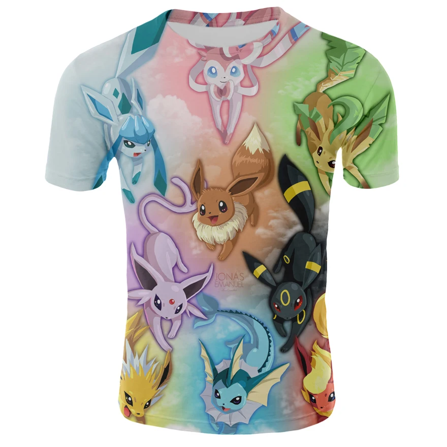2019 Новая мужская футболка с 3D принтом Покемон Летняя Повседневная модная