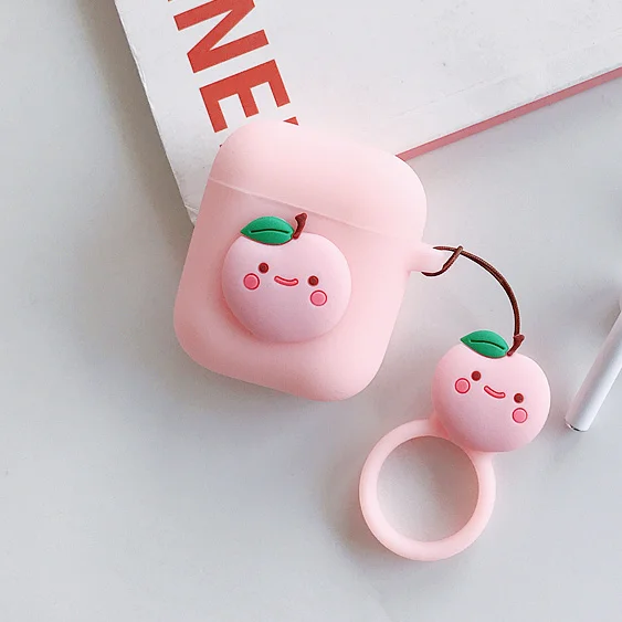 Милый чехол для наушников Airpods силиконовый милый авокадо персик фрукты с