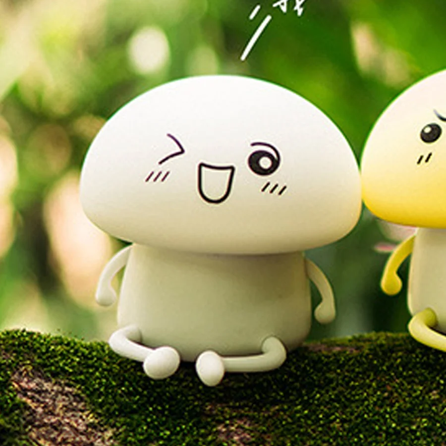 

Creative q-shaped silicone lamp mushroom atmosphere Nightlight cartoon USB charging table lamp LED bedroom bedside lampA362