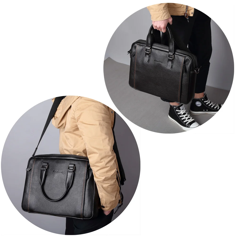 Bison Denim Fashion Brand Genuine Leather Men Bag Laptop Briefcase Male Crossbody Bag Business Men's Handbag Shoulder Bag