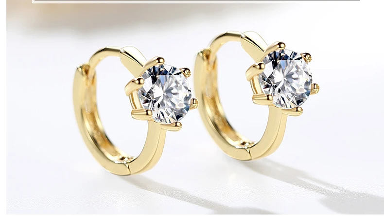 Женские классические серьги с шестью когтями Двойные прозрачным кубическим