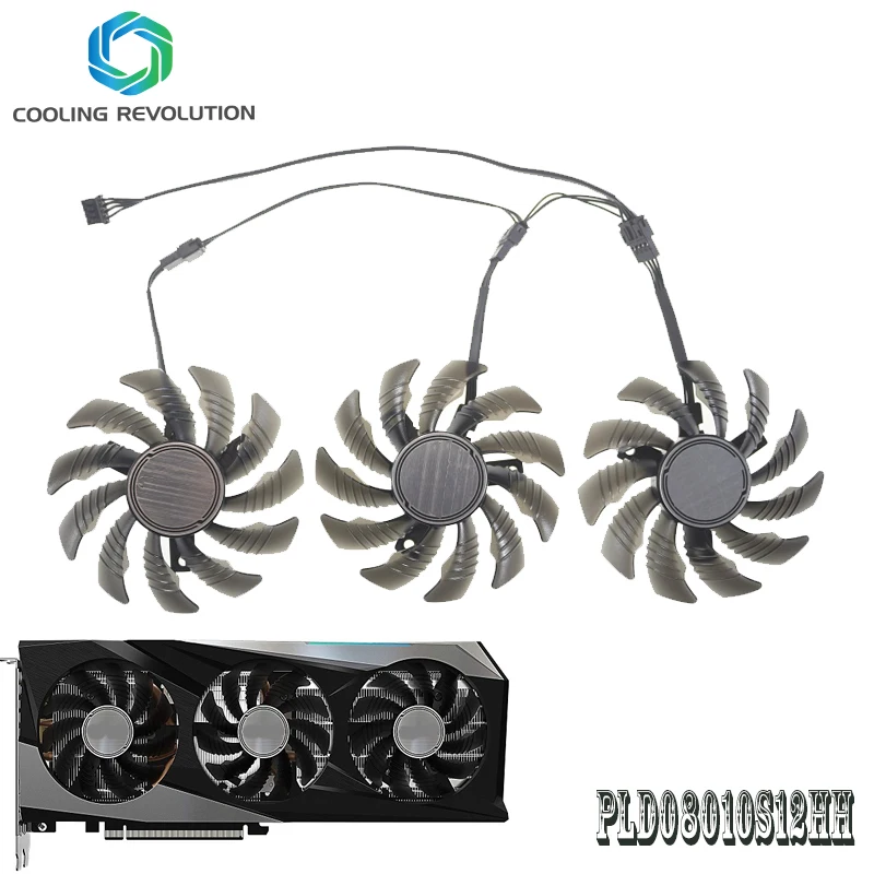 

3Pcs/Set 75MM T128010SU PLD08010S12HH GPU Cooler For GIGABYTE Radeon RX 6600 XT RX 6700 XT Gaming OC Graphics Cards Fans
