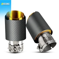 1 pcs universal car carbon fiber exhaust pipe for car accessories muffler modificate gold tail tip