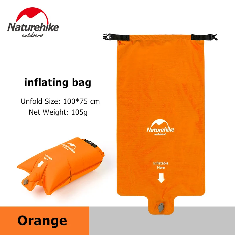 Orange-inflating bag Naturehike сверхлегкий складной водонепроницаемый портативный одиночный надувной кемпинг надувной матрас спальный коврик альпинизмом спальный коврик - Цвет: Orange-inflating bag