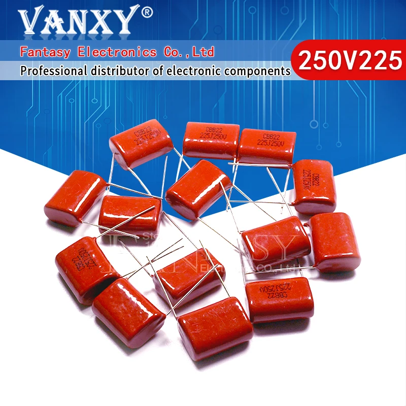 10 шт. 250V225J шаг 20 мм 250 В 225 мкФ CBB 250V225 полипропиленовый пленочный