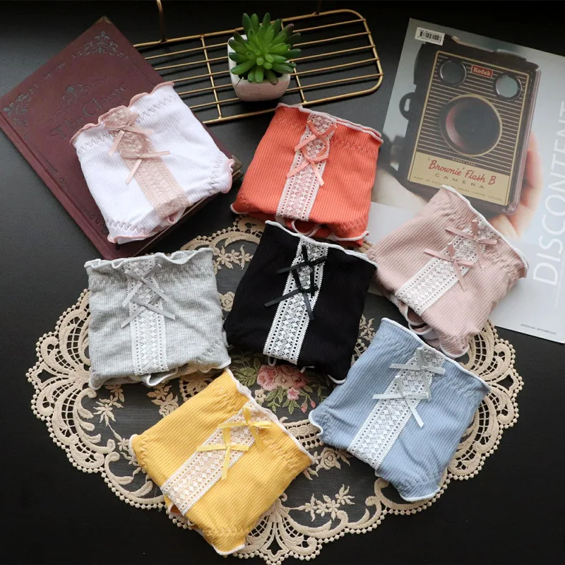 

Бесшовные Симпатичные трусики с бантом для девочек женские хлопковые ультра мягкие трусики сексуальные кружевные трусики бикини мягкое уд...