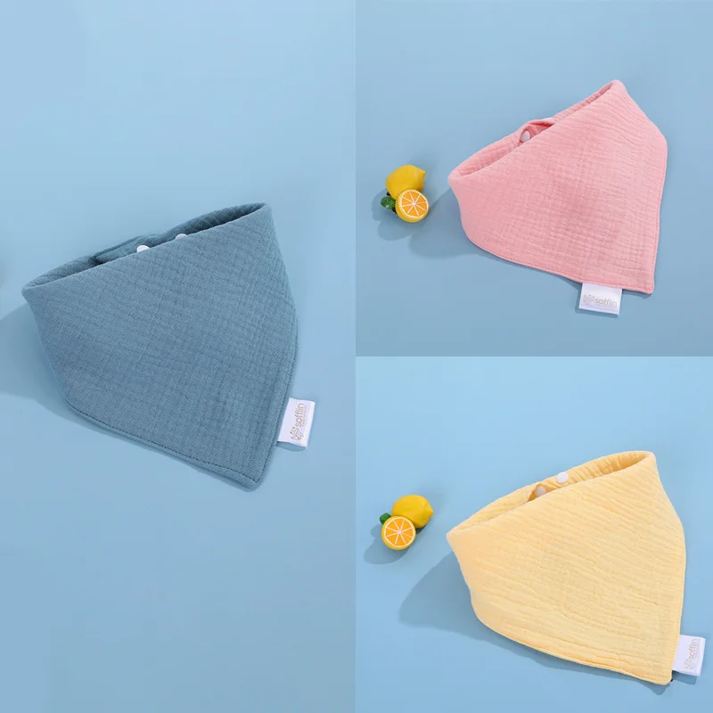 

Baby Bibs Cotton Accessories Newborn Solid Color Snap Button Soft Triangle Towel Triangular Towel Feeding Saliva Bib