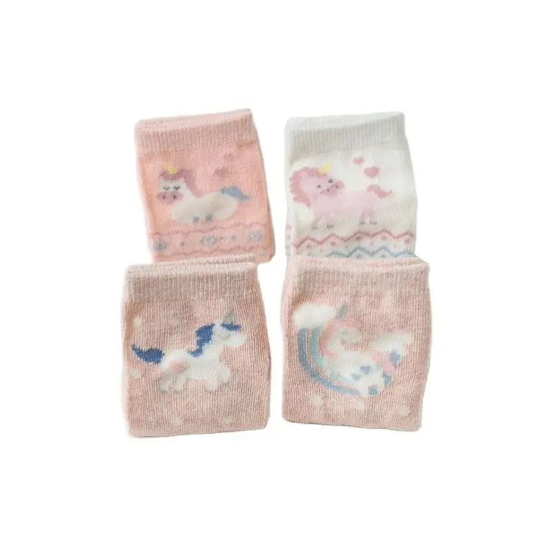 4 пар/лот носки с единорогами 100% хлопковые для маленьких девочек розовый подарок