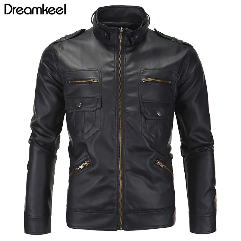 Мужская байкерская куртка из искусственной кожи в стиле панк мотоциклетная