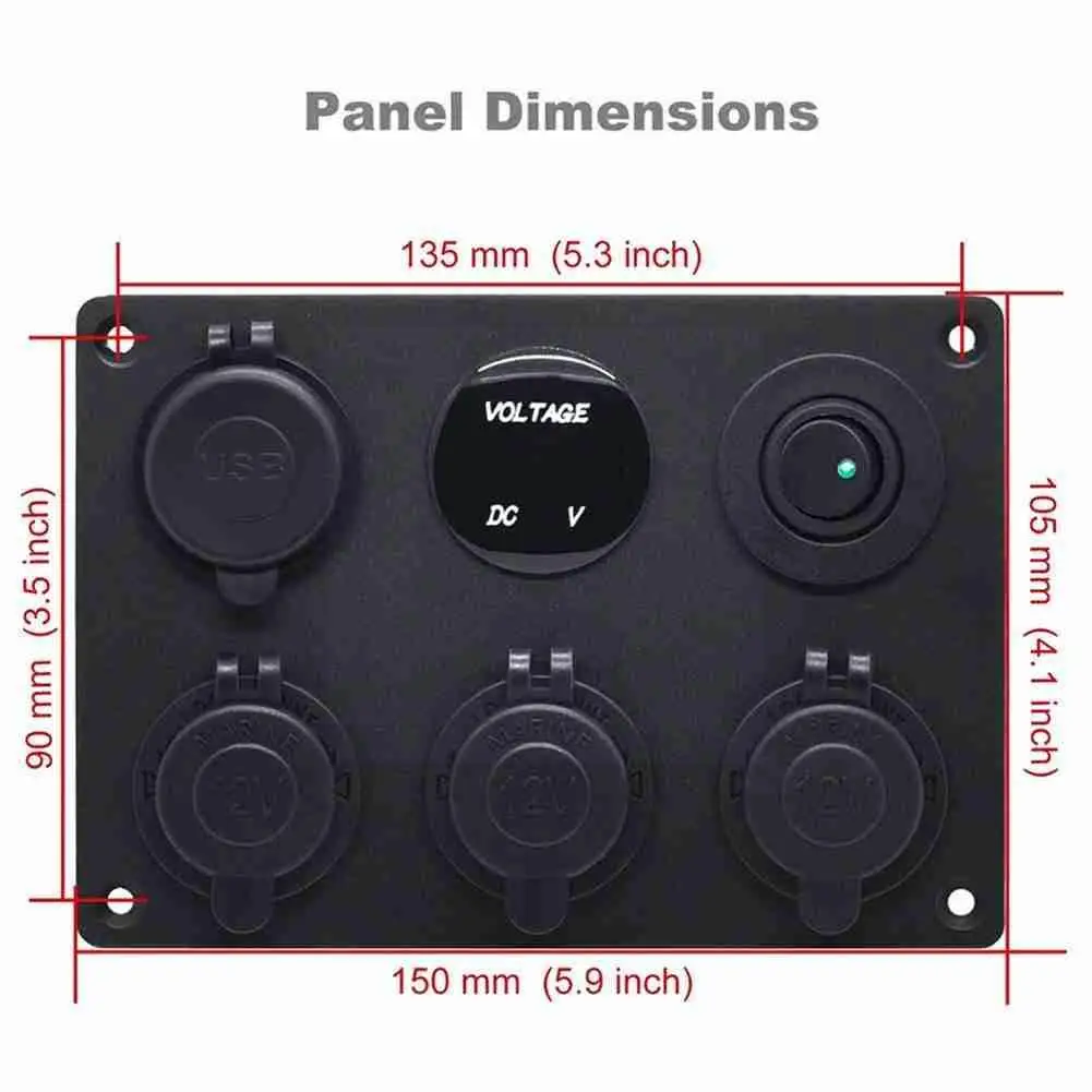 

Dual USB Charger Socket Car RV And Yacht Modification Switch Socket Combination 12v Parts 6-digit Panel Auto Voltmeter Powe H9D1