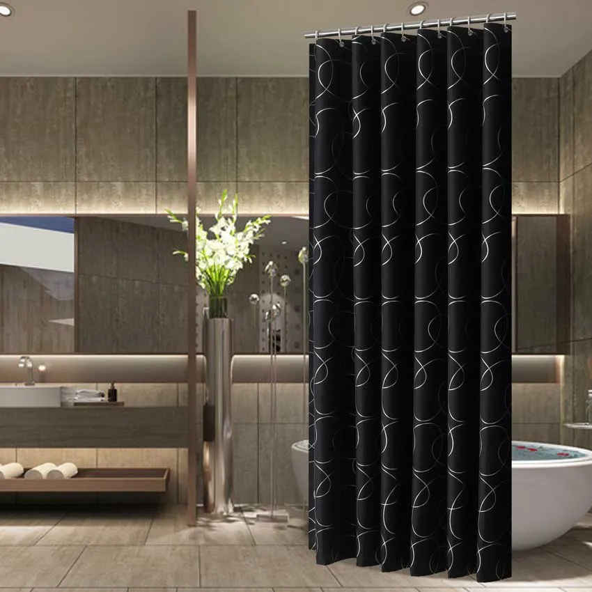 

Modern Shower Curtains Geometric Flowers Cartoon Bath Curtain Waterproof Polyester for Bathroom with Plastic Hooks Bath Curtain