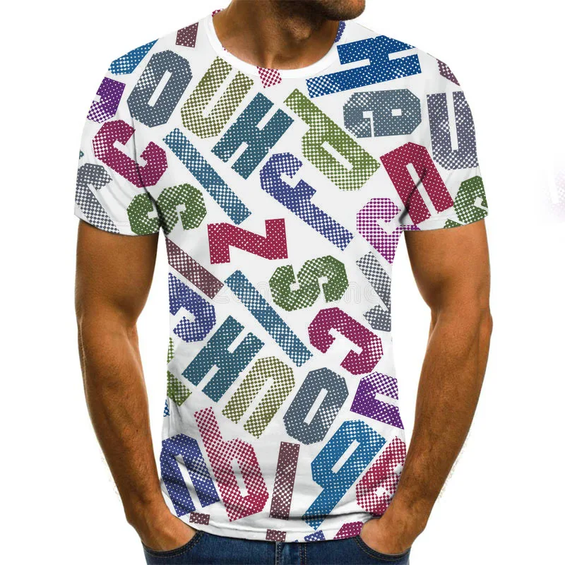 2020 New Letter 3d Printing T-shirt Casual Hip Hop Street Clothing Short Sleeve T-Shirt XXS-6XL | Мужская одежда