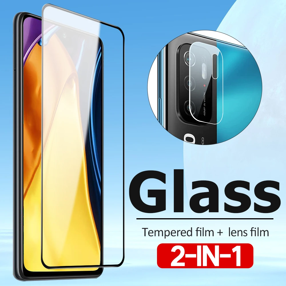 Защитное стекло 2 в 1 для Xiaomi Poco F3 X3 Pro M3 NFC Redmi Note 10 Max | Мобильные телефоны и