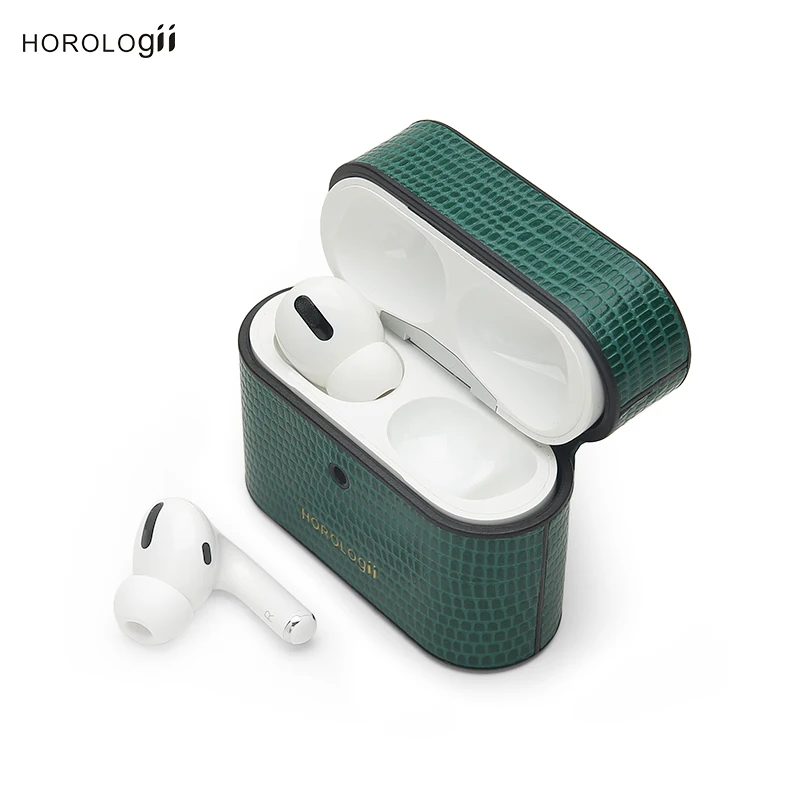 

Horologii Personalized Italian Leather Lizard Pattern for AirPods Pro Case Luxury Earphone Accessories Dropship