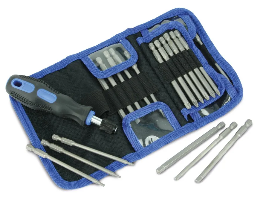 25 шт. Набор бит 100 мм для магнитной отвертки CRV с держателем переходником шлицевая