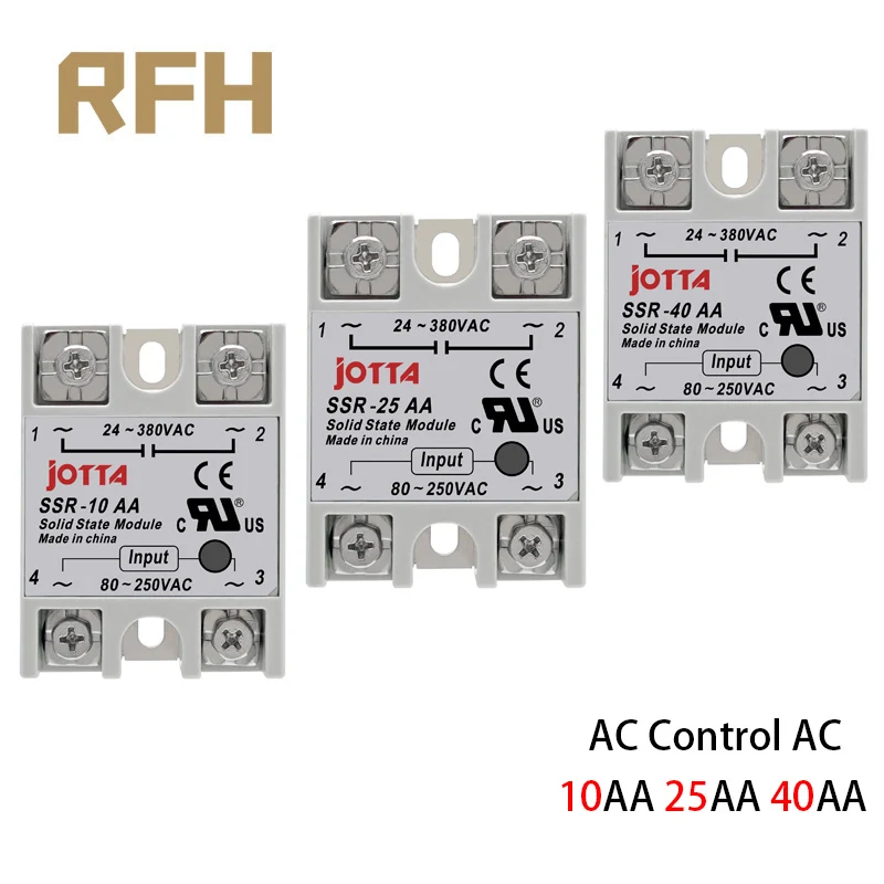 Однофазное твердотельное реле SSR-10AA 25AA 40AA AC Control AC SSR в белом корпусе без пластиковой крышки - изображение
