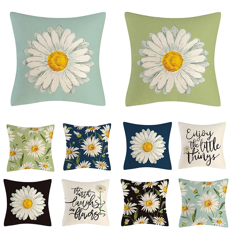 

Daisy Pillowcase Soft Cushion Cover Nordic Style Sofa Cushion Multifunctional Grey Yellow Daisy Comfortable Pillow Home