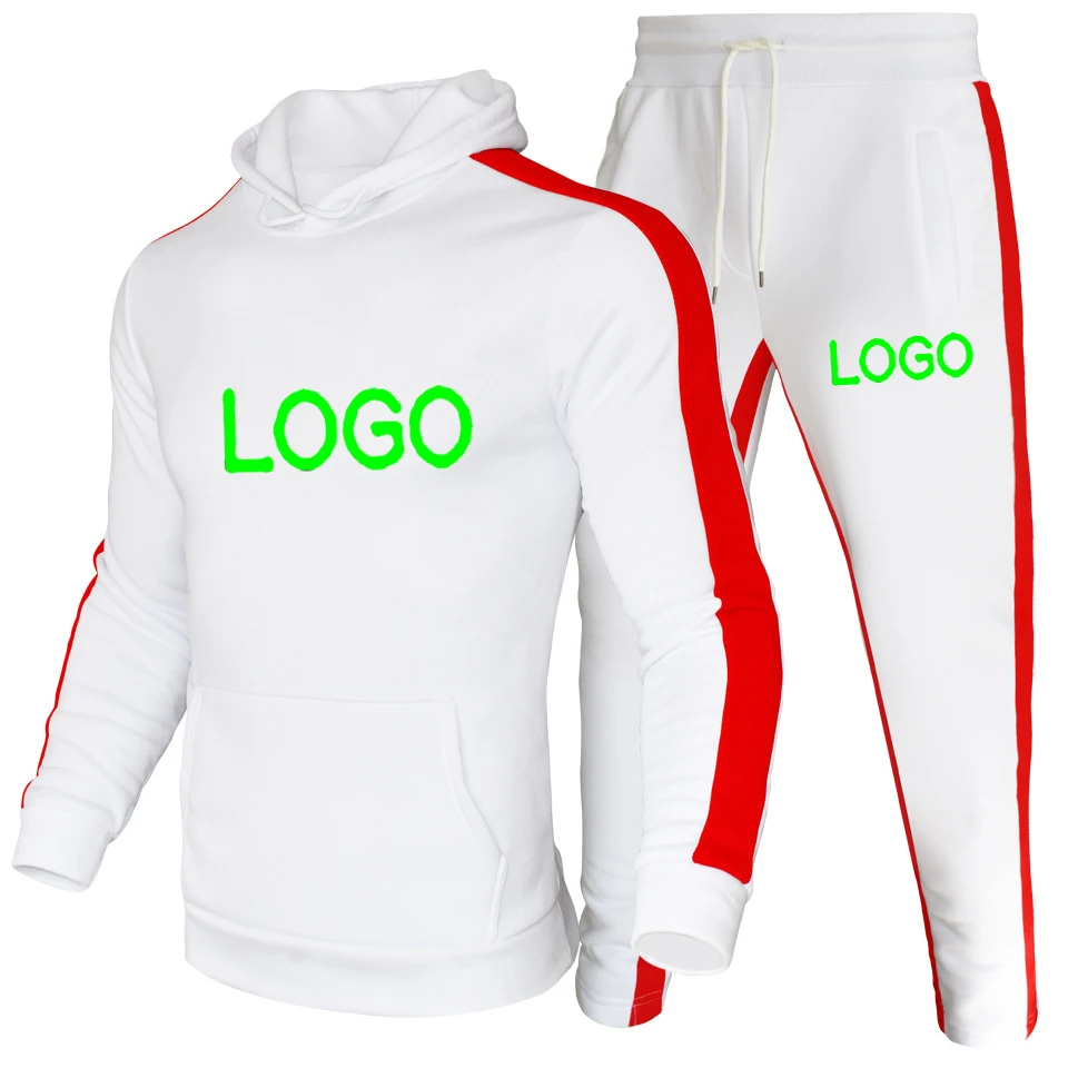 

Спортивный костюм с логотипом на заказ, спортивная одежда, Мужской свитшот с капюшоном + брюки, пуловер с капюшоном, спортивный костюм, компл...