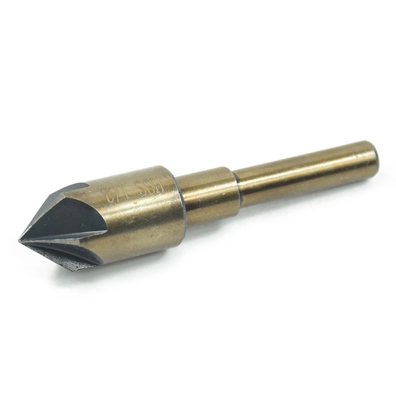 

5Pcs 82 Degrees Countersink Drill Bit 5 Flute Chamfering Cutter Hand Tool with 3Pcs Keyless Drill Chuck Conversion Tool