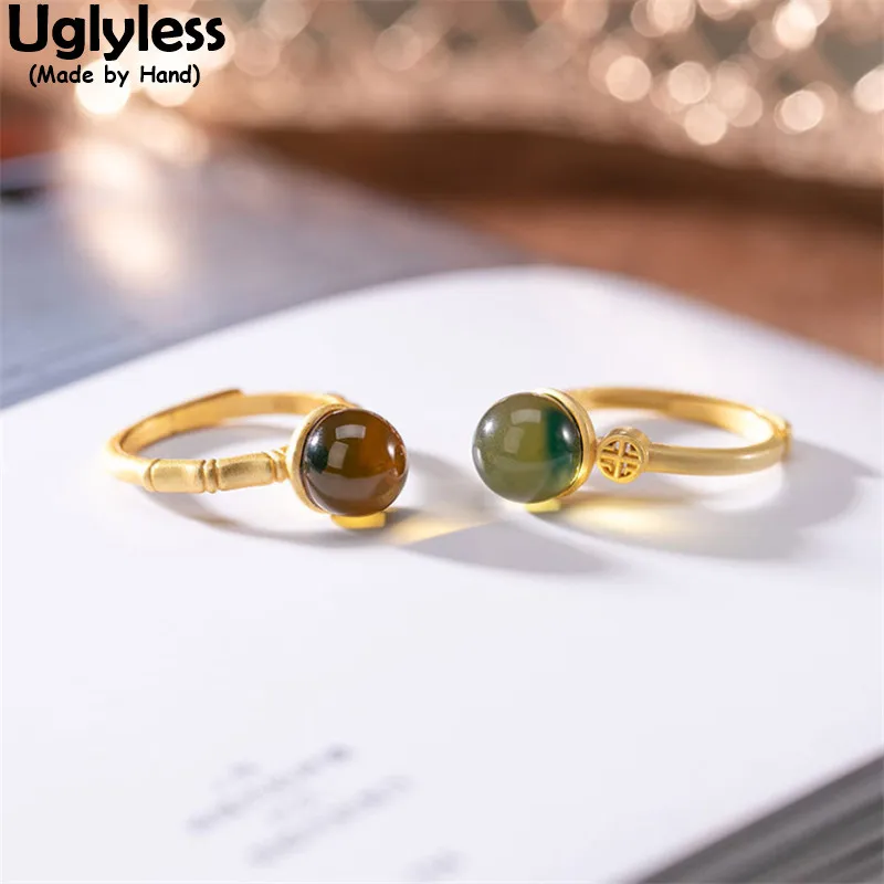 

Кольца Uglyless из натурального голубого перо для женщин Мини драгоценные камни янтарные кольца золотые бамбуковые ювелирные изделия Модные С...