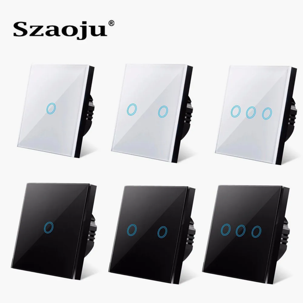 Szaoju Touch Switch, EU Standard, White Crystal, Glass Panel,Wall Switch, AC110-220v, 1 Set 1 Way  Wall Light, Wall Touch Screen