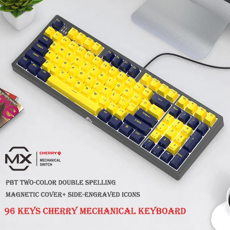 

Механическая клавиатура Cherry Switch, клавиатура PBT со съемной магнитной панелью, 96 клавиш