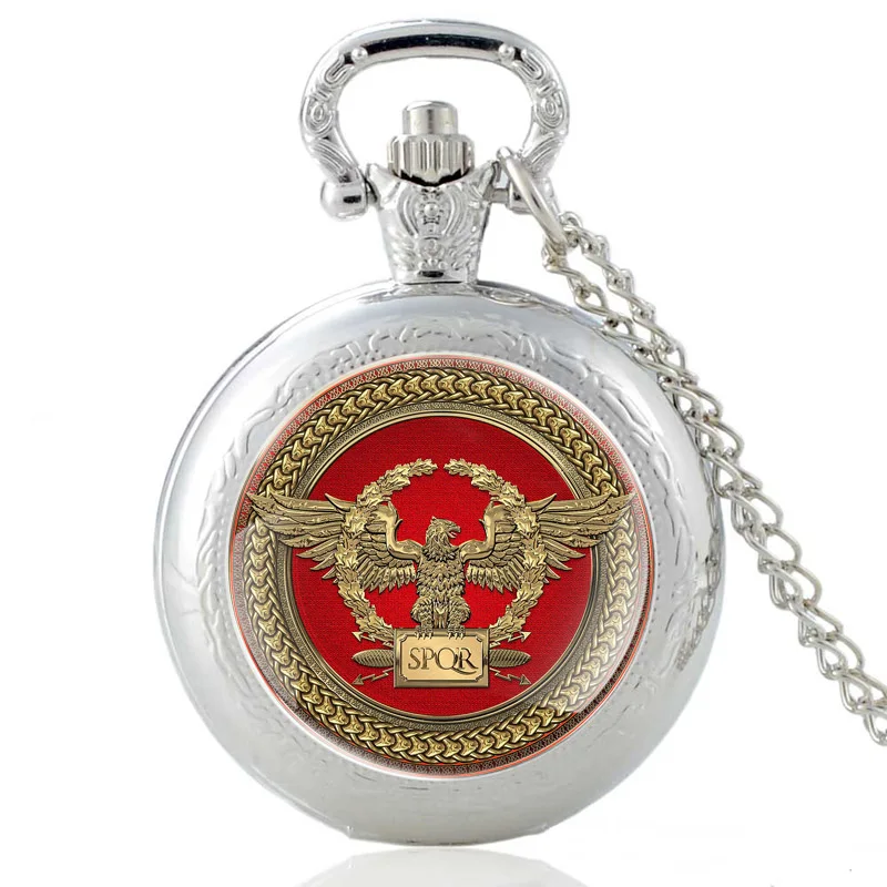 Черные классические римские стеклянные кварцевые карманные часы с кабошоном