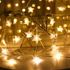 СВЕТОДИОДНАЯ Гирлянда со звездами, 102040 светодиосветодиодный, сказосветильник гирлянда, гирлянда с питанием от батареи, Рождественская гирлянда, новый год 2022, рождественские украшения 2022