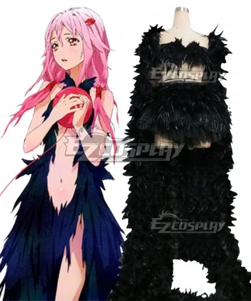 

Guilty Crown Inori Yuzuriha Black Feather Dress Suit Girls Party Adult Halloween Skirt Suit Festival Cosplay Costume E001