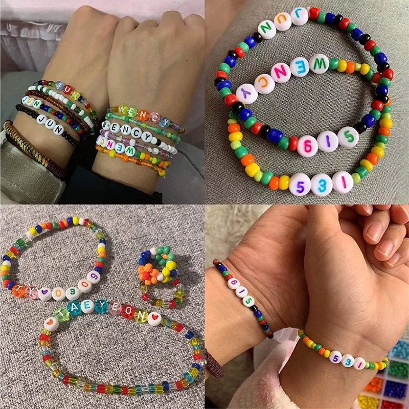 

Bracelet Beads for Jewelry Making Kit, Bead Craft Kit Set, 4mm Beads DIY Art and Craft with Elastic String