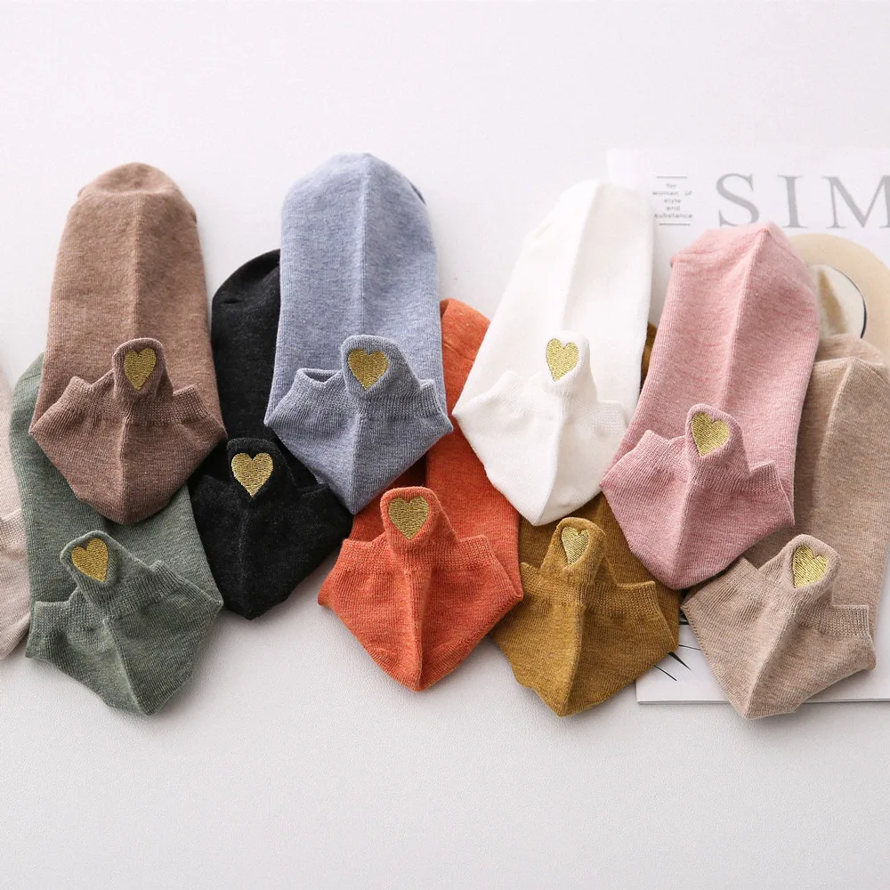 

RZHBRO 4 Pairs/Pack 2021 New Kawaii Girls Socks Women's Smile Heart Design Ankle Cute Women Socks Cotton Happy Funny Woman socks
