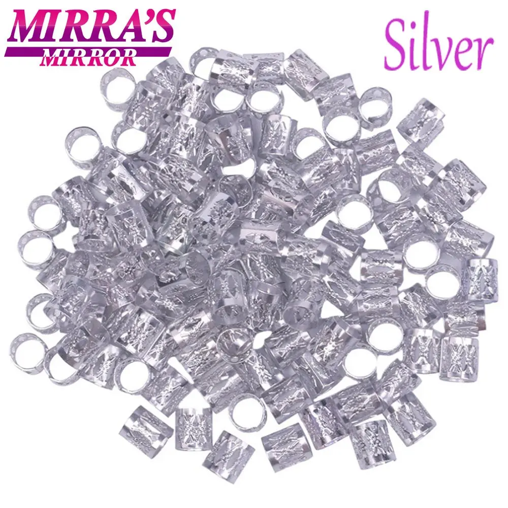 Зеркало Mirra 100 шт золотые бусины для волос для косичек смешанные манжеты клипсы серебряные волосы кольца для девочек регулируемые аксессуары для дредов - Цвет: 100pcs Silver