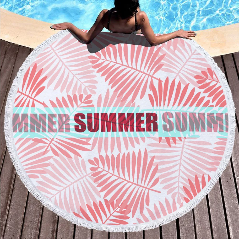 

150cm diameter microfiber round beach towel fashion tassel seaside towels absorbent and quick-drying bath towel travel mat