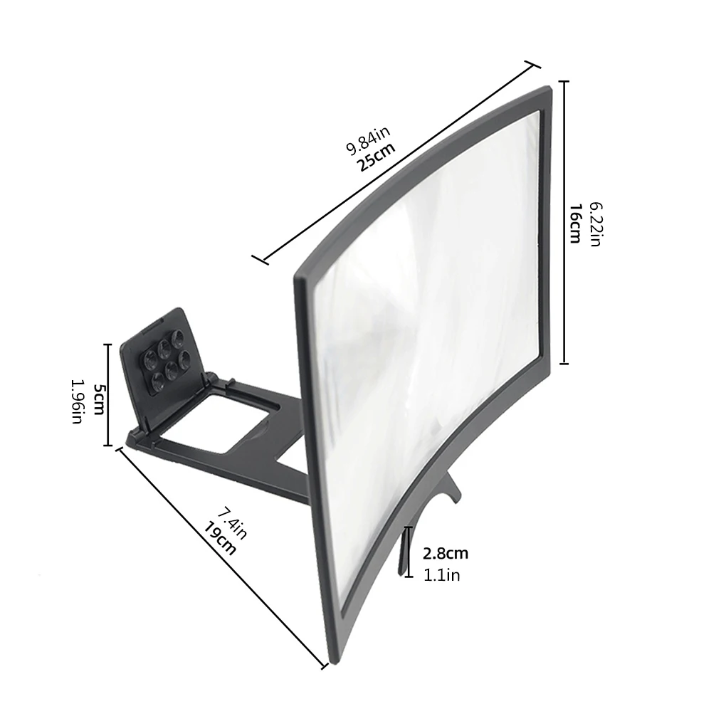 12 дюймов мобильный телефон HD Экран видео Складная лупа изогнутые увеличенные