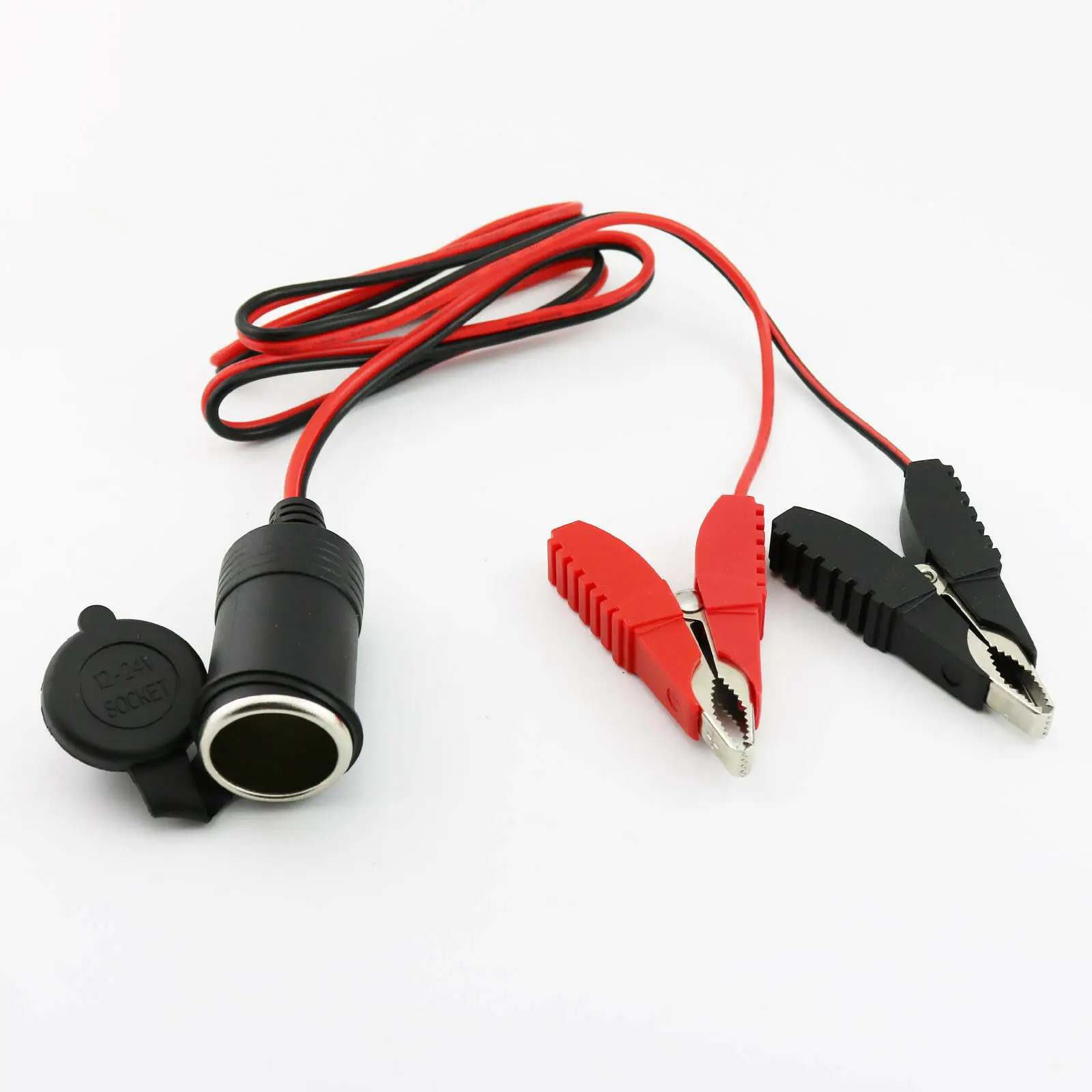 

1x 3ft 12V 24V Female Car Cigarette Lighter Female Socket to Battery Alligator Clip Connector Cable Cord