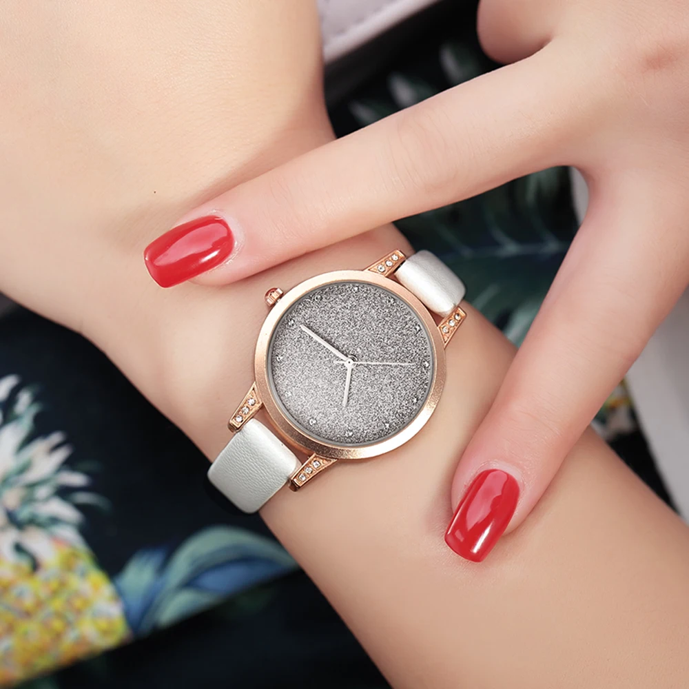 Женские наручные часы с блестками модные кварцевые синим звездным небом и