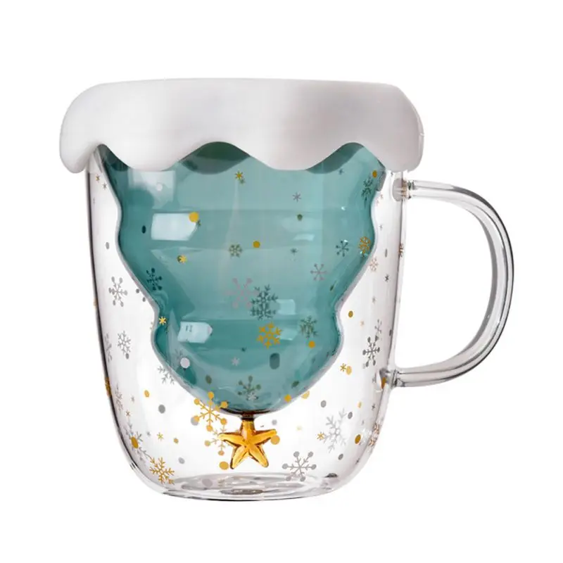A Веселая Рождественская елка Термочашка подарок Принцесса кружка для молока на завтрак двухслойная кружка для питьевой воды чай бутылка молока подарки - Цвет: A