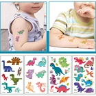 10 шт.компл. Мультяшные динозавры, временная татуировка для детей, детская вечеринка, макияж, наклейка для тела, одноразовая татуировка, Временный подарок