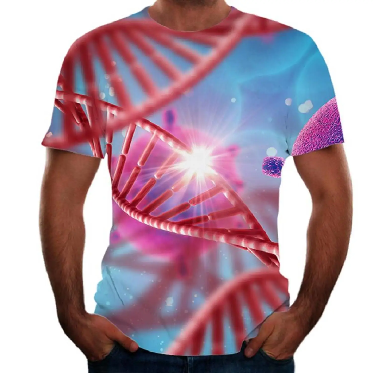 

Mens T-Shirt Short-Sleeve Red Genotype Printing Casual Tops Tee