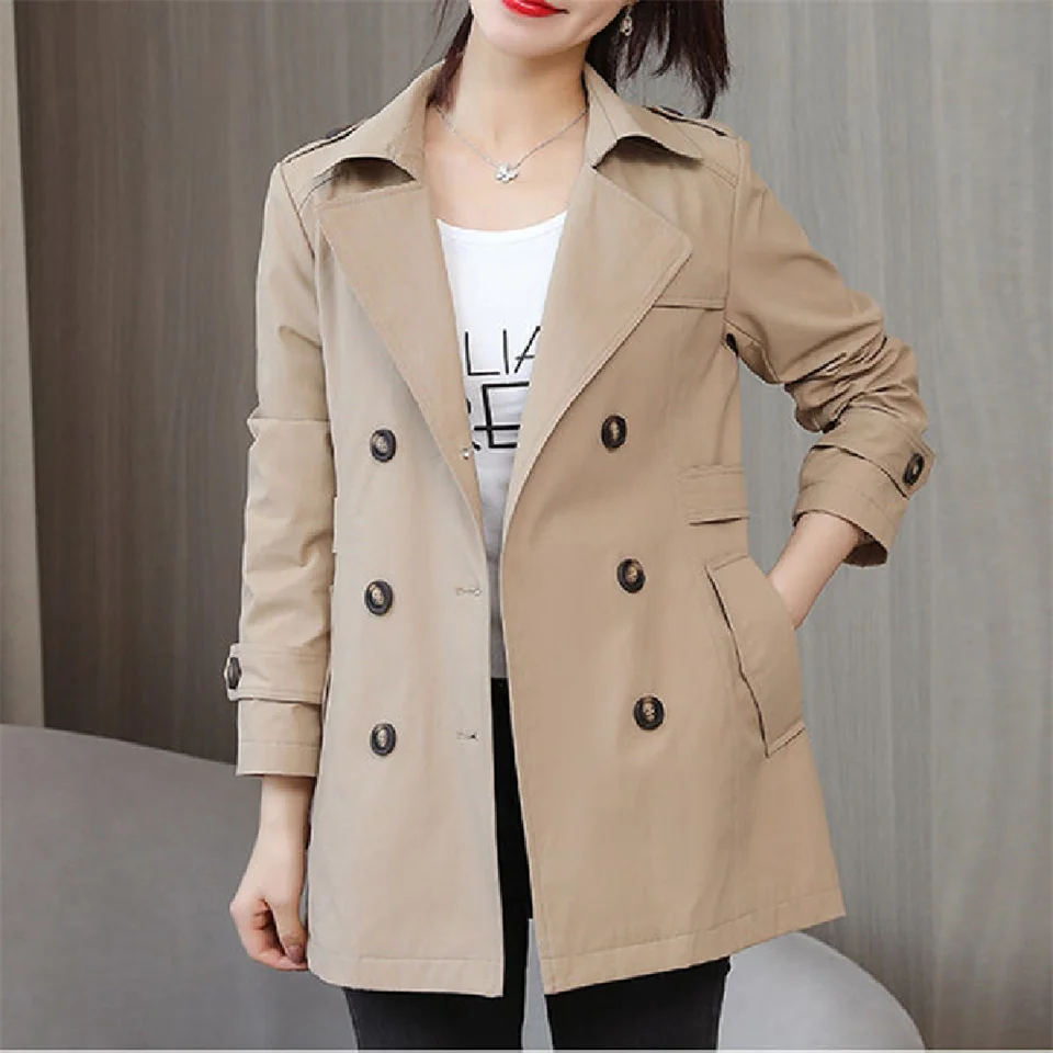 

Тренчкот женский двубортный, модная верхняя одежда, пальто в Корейском стиле, Повседневная Шикарная ветровка, весна-осень