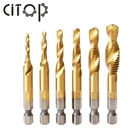 Citop M3-M10 сверла для шнекового крана HSS метчики в быстросменном шестигранном ТИТАНОВОМ покрытием HSS 6542 винтовое резьбовое метрическое сверло под Метчик