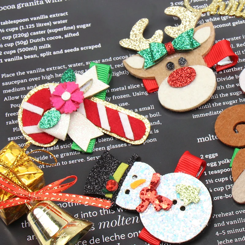 

5Pcs/Set Christmas Cute Hair Clip for Girls Glitter Snowman BB Barrettes Hairpins Festival Dance Party Kids Hair Accessories