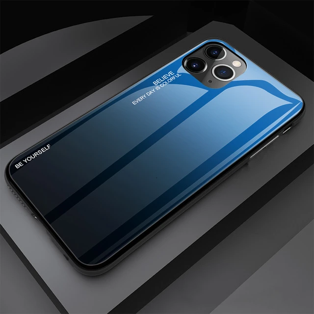 01 Градиентный чехол для телефона из закаленного стекла для Apple iPhone 11 Pro Max X XS XR 8 7 Plus 6 6S силиконовый мягкий край бампер 1000 шт - Цвет: 01