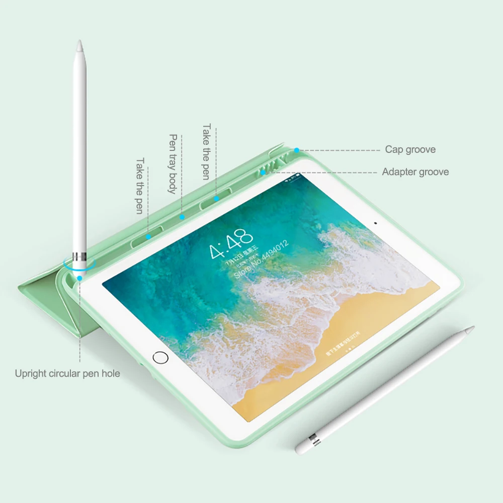 Чехол с держателем для карандаша iPad 7 10 2 дюйма умный чехол из мягкого силикона и