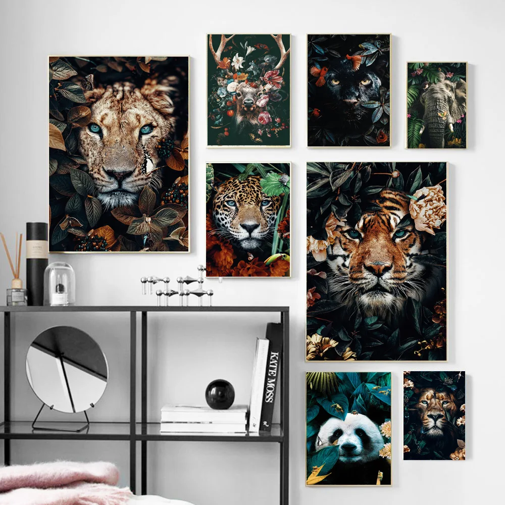 

Nordic Wall Decor Lion Tiger And Leopard In Jungle Picture Vivid Animal Canvas Art Painting Poster For Living Room Mural Cuadros
